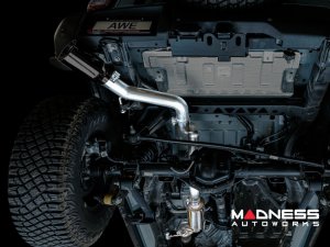 Ford Bronco Performance Exhaust System - Cat Back - Single Rear Exit - AWE - Black Tip w/ Bash Guard